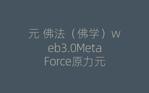 元 佛法（佛学）web3.0MetaForce原力元