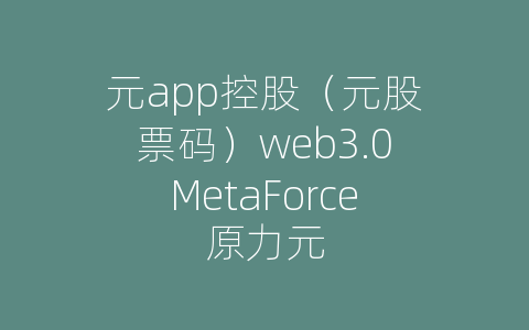 元app控股（元股票码）web3.0MetaForce原力元