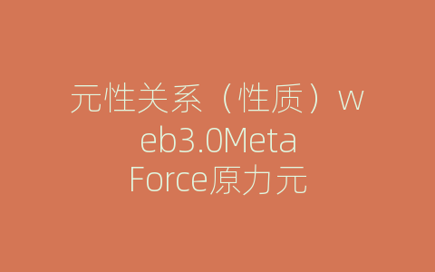 元性关系（性质）web3.0MetaForce原力元