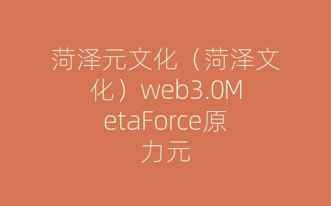 菏泽元文化（菏泽文化）web3.0MetaForce原力元